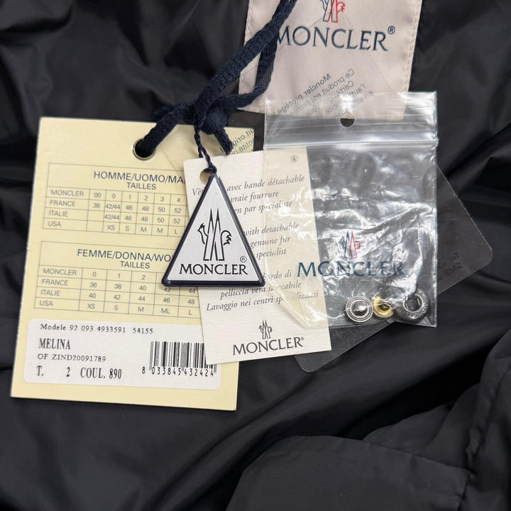 Great MONCLER down coat FLAMMETTE Logo patch and hood ZIP UP black Nylon Women 2
