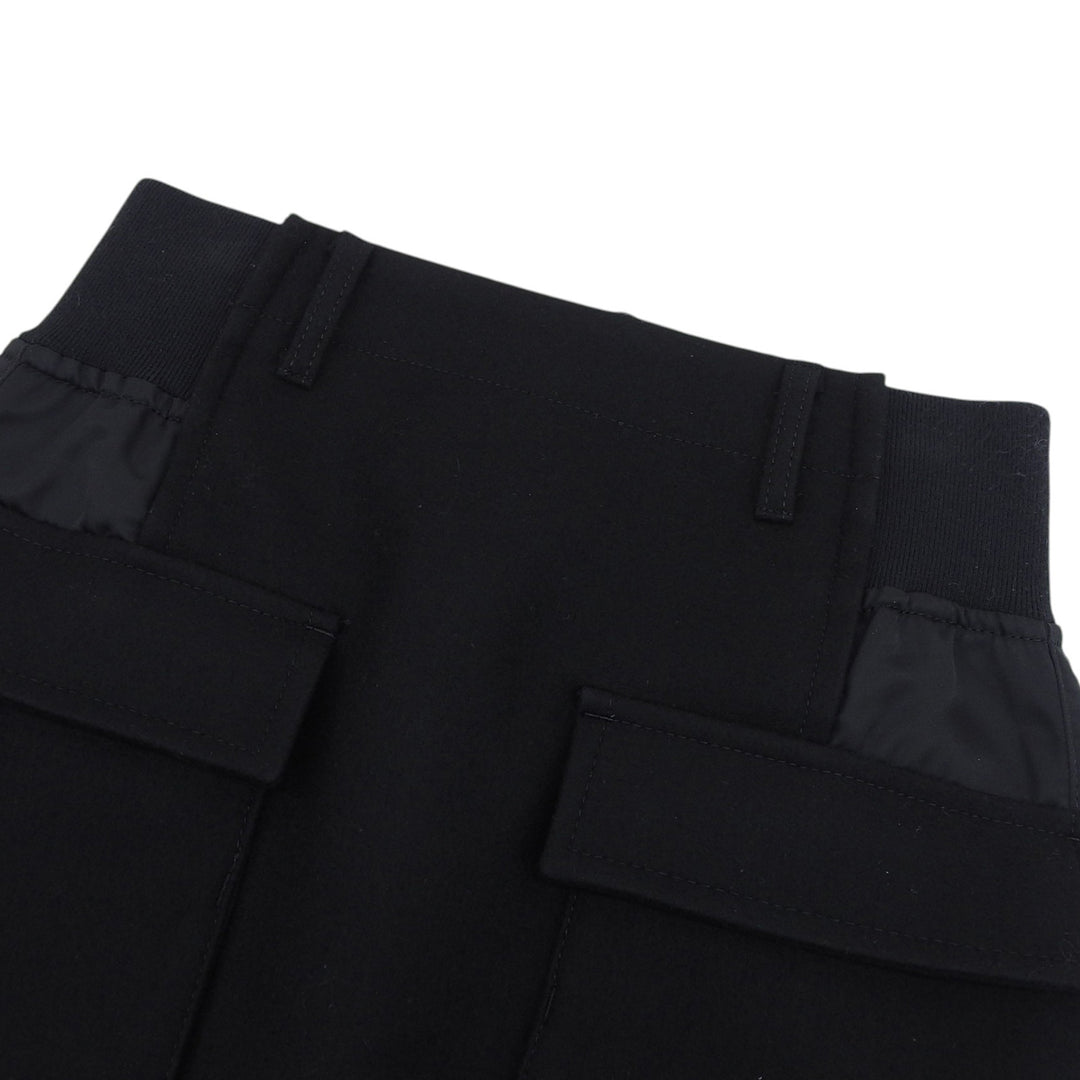Excellent Sacai skirt Wool nylon panel black wool Women 0 24-07332