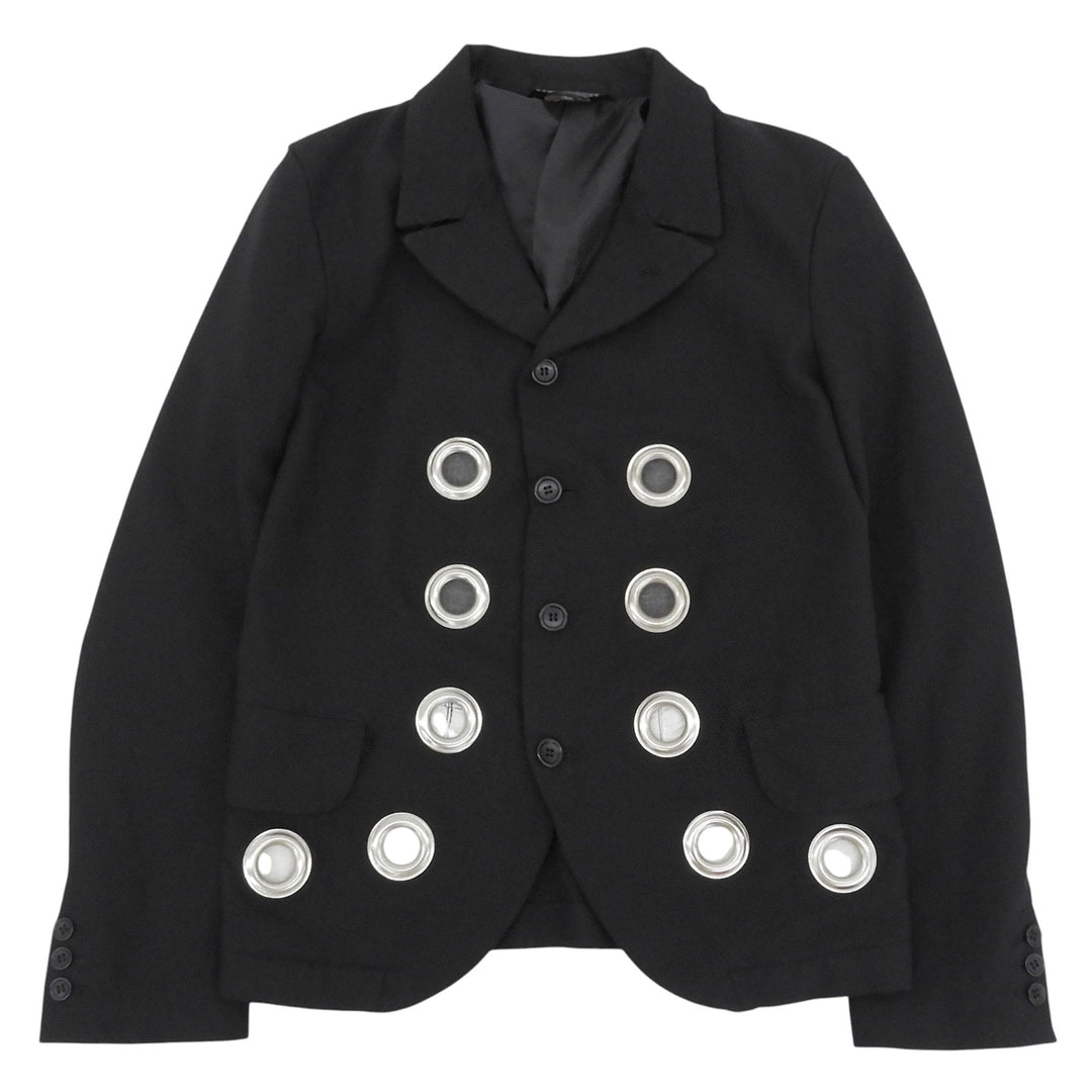 Great BLACK COMME des GARCONS tailored jacket Eyelet black polyester XS 1A-J002
