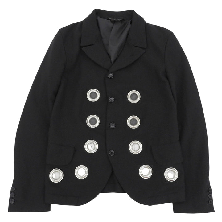 Great BLACK COMME des GARCONS tailored jacket Eyelet black polyester XS 1A-J002