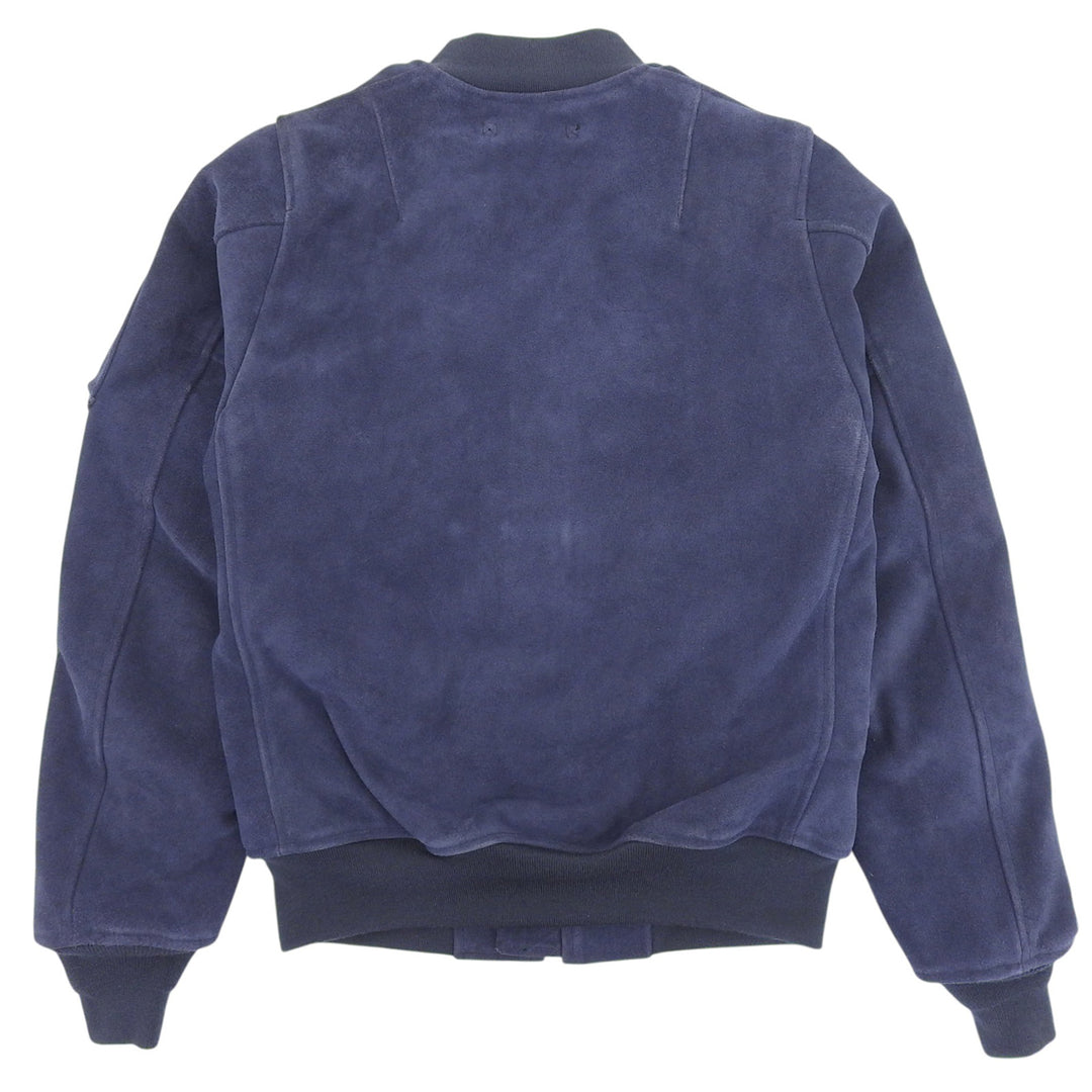 Very Good HOUSTON Jacket Single-zip cow sude MA-1 jacket Navy Cowhide S 8211