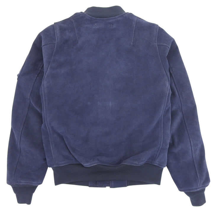 Very Good HOUSTON Jacket Single-zip cow sude MA-1 jacket Navy Cowhide S 8211