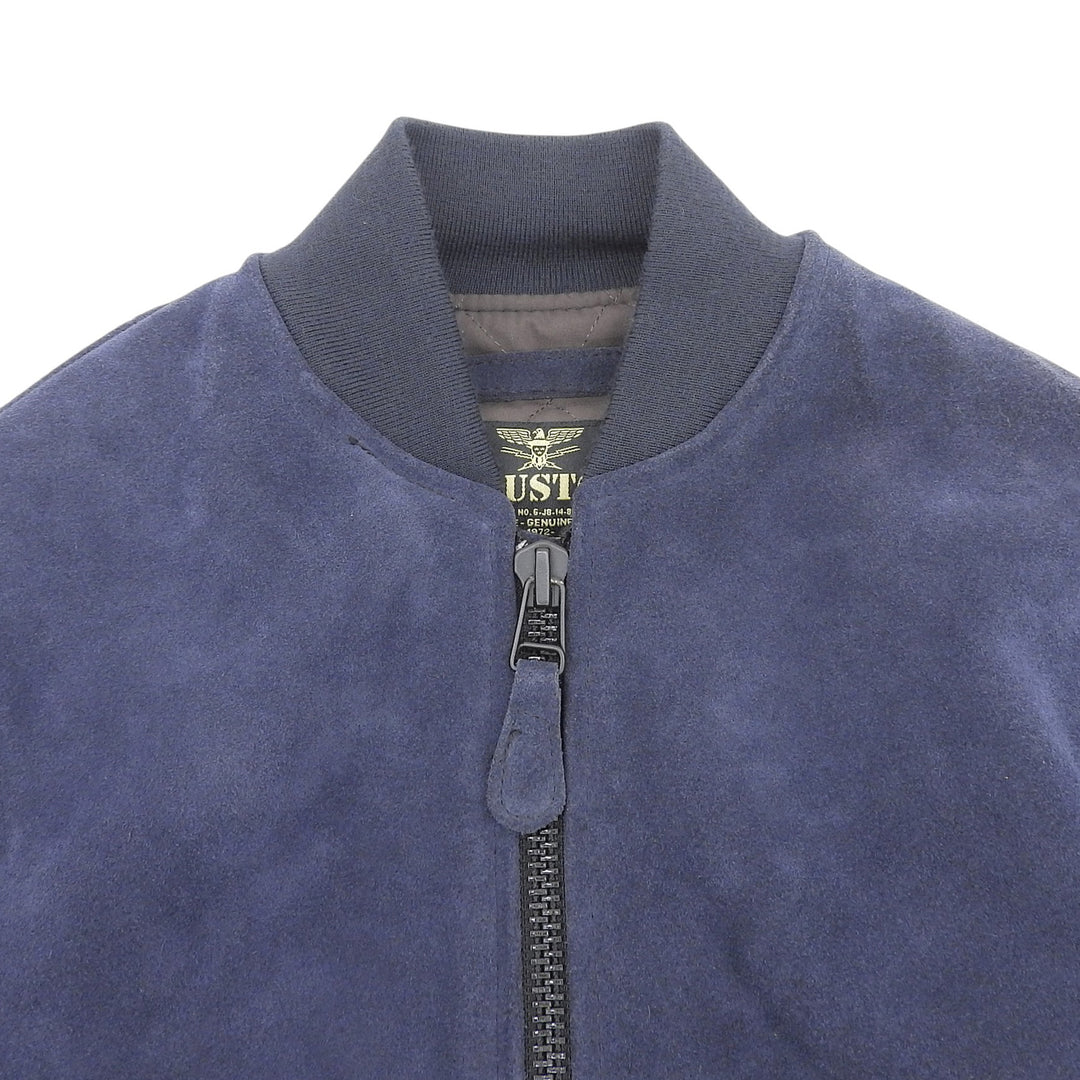 Very Good HOUSTON Jacket Single-zip cow sude MA-1 jacket Navy Cowhide S 8211
