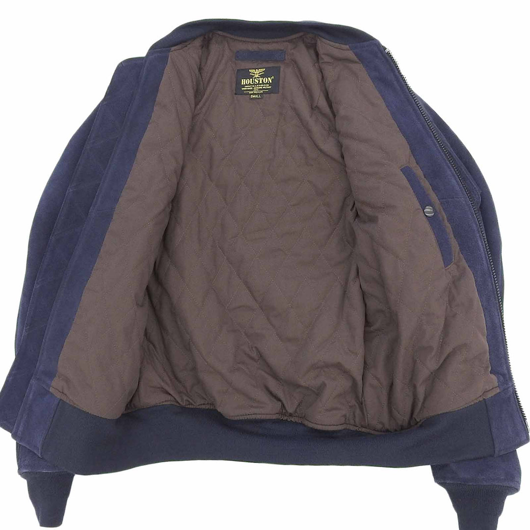 Very Good HOUSTON Jacket Single-zip cow sude MA-1 jacket Navy Cowhide S 8211