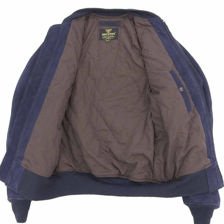 Very Good HOUSTON Jacket Single-zip cow sude MA-1 jacket Navy Cowhide S 8211