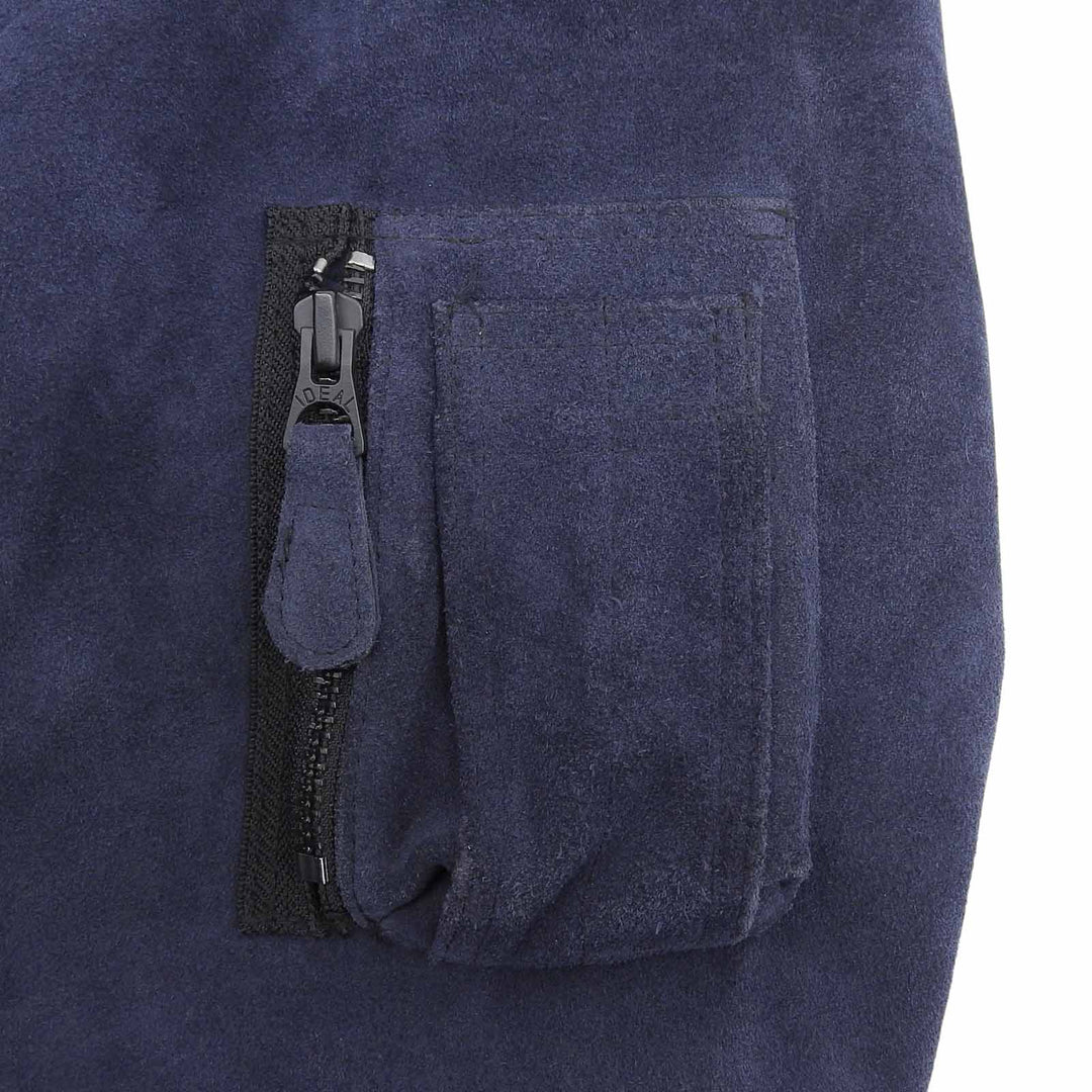 Very Good HOUSTON Jacket Single-zip cow sude MA-1 jacket Navy Cowhide S 8211