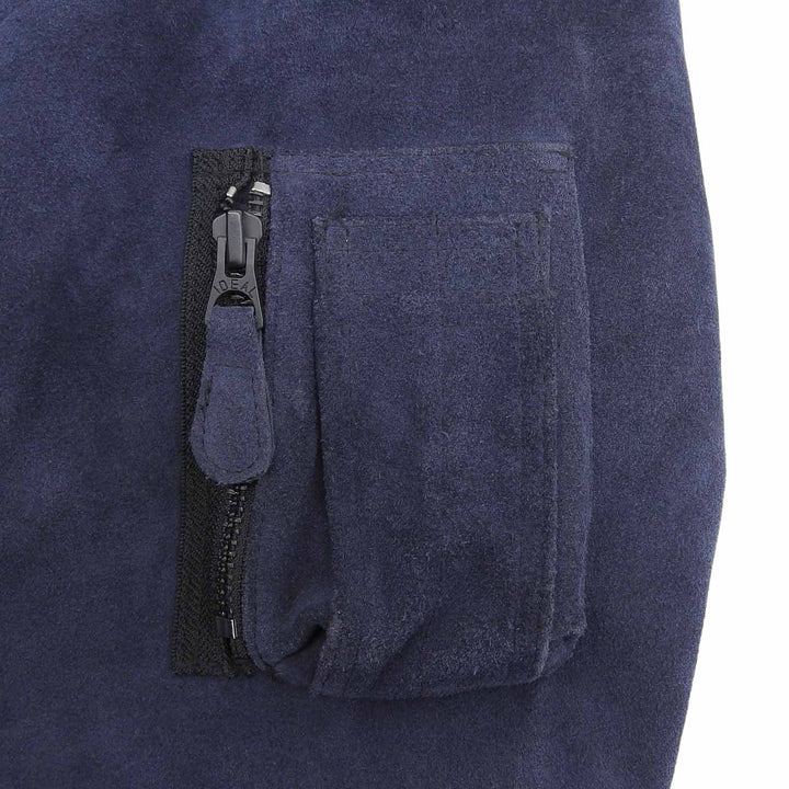 Very Good HOUSTON Jacket Single-zip cow sude MA-1 jacket Navy Cowhide S 8211