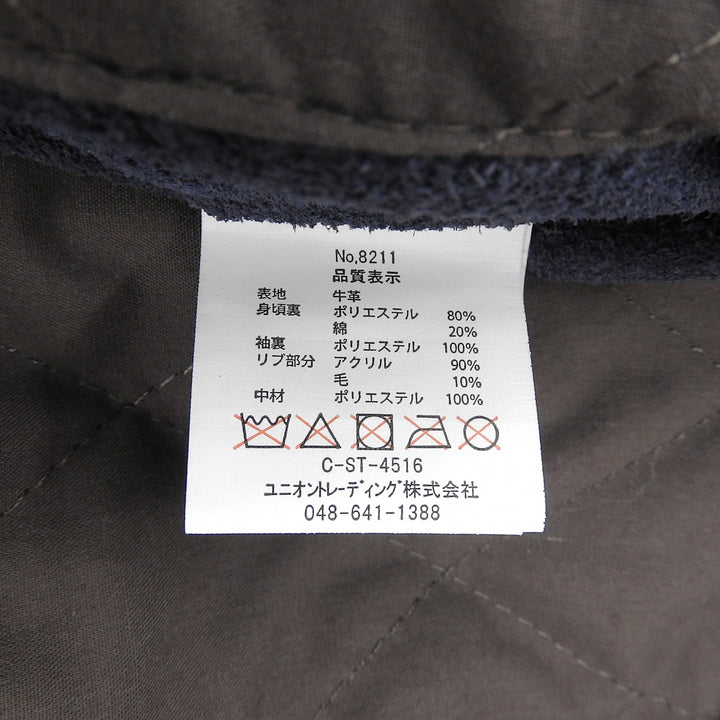 Very Good HOUSTON Jacket Single-zip cow sude MA-1 jacket Navy Cowhide S 8211