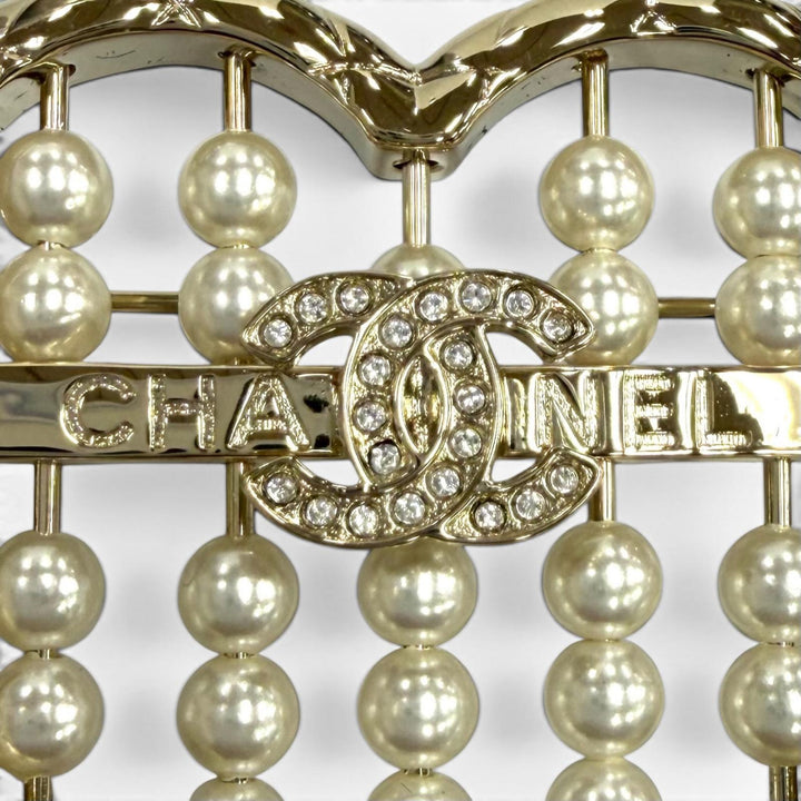 Excellent CHANEL Brooch COCO Mark Matelassé Heart gold Women B25A ABG046