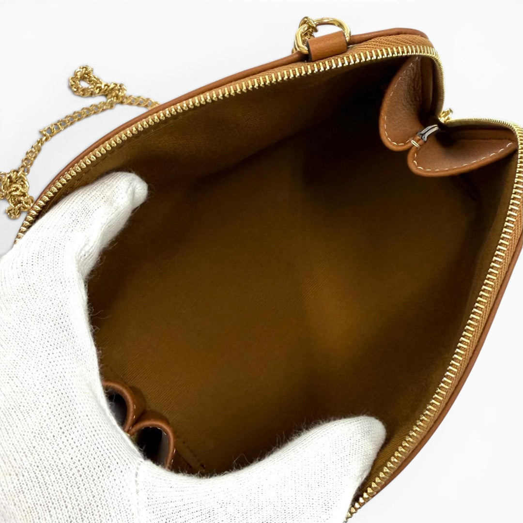 Excellent CELINE Shoulder Bag Logo Chain Clutch Bag Triomphe canvas 10E382CBX