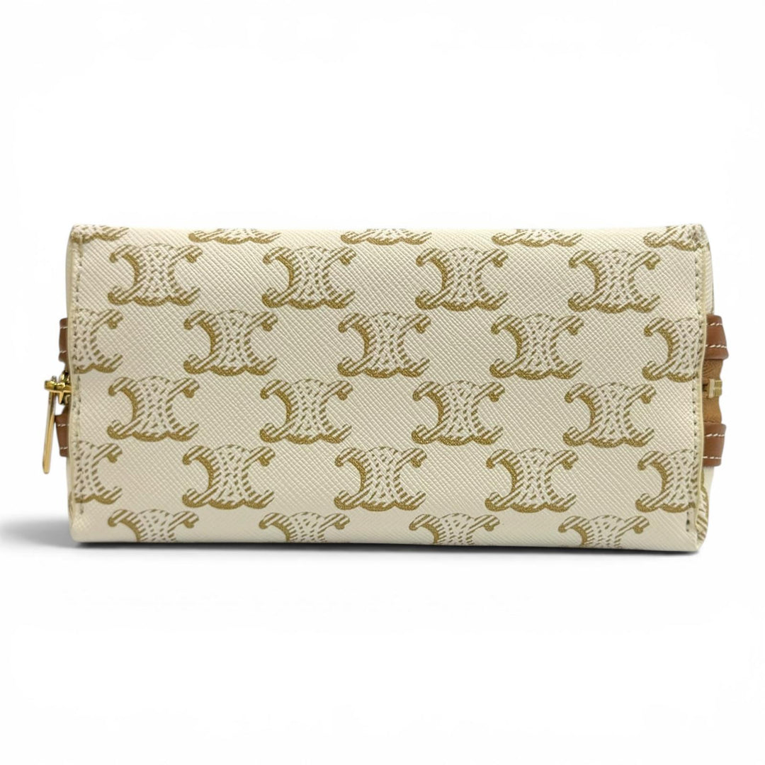 Excellent CELINE Shoulder Bag Logo Chain Clutch Bag Triomphe canvas 10E382CBX