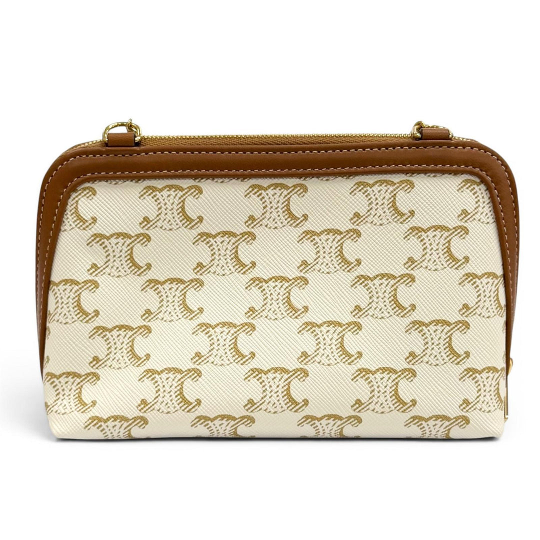 Excellent CELINE Shoulder Bag Logo Chain Clutch Bag Triomphe canvas 10E382CBX