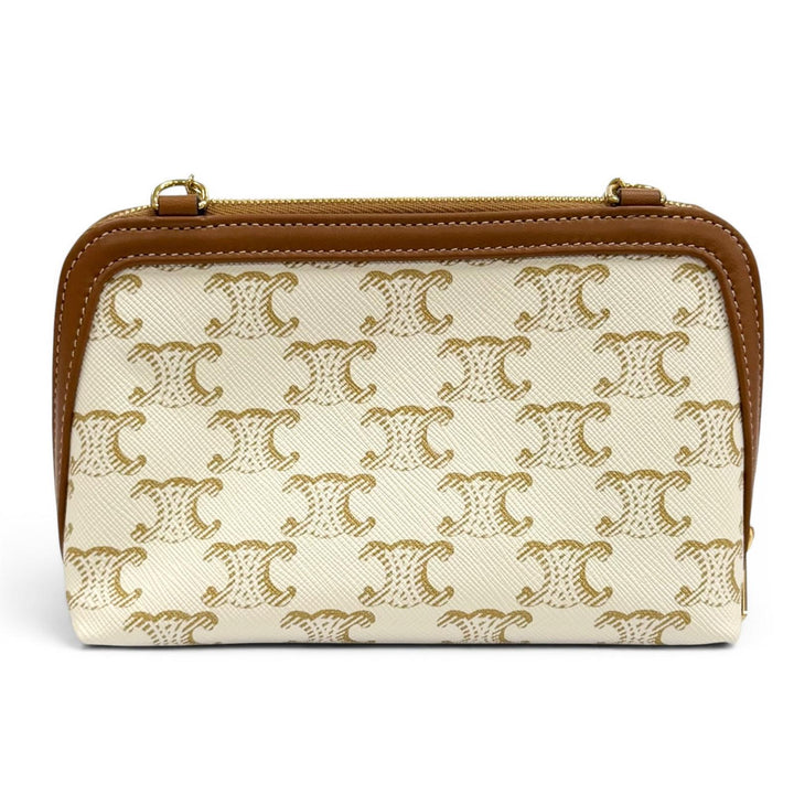 Excellent CELINE Shoulder Bag Logo Chain Clutch Bag Triomphe canvas 10E382CBX