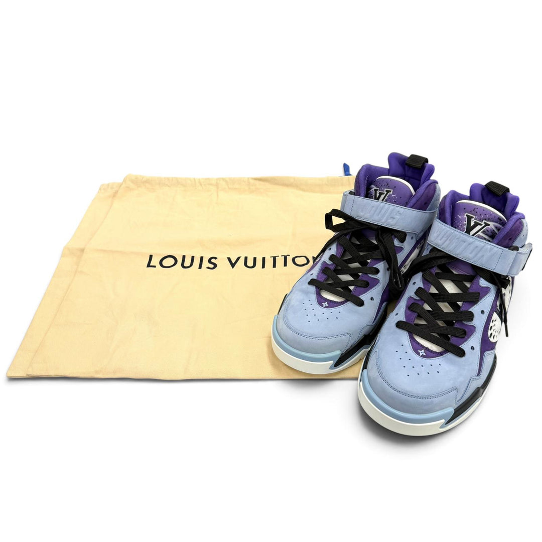 Great LOUIS VUITTON High cut sneakers Light blue Suede leather mens 7.5 1AAHEM