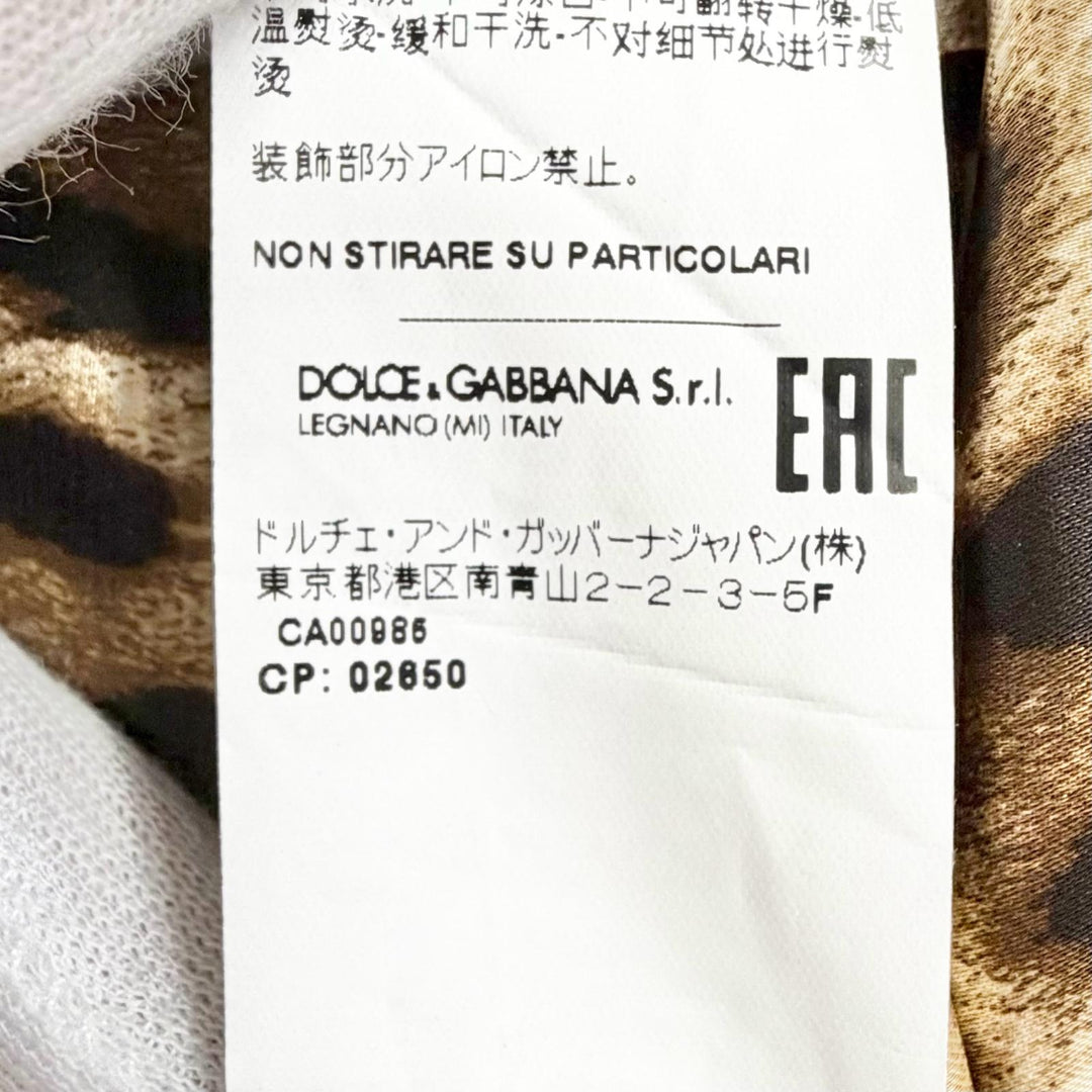 Excellent DOLCE&GABBANA one piece leopard print lining, short-sleeved pink 42