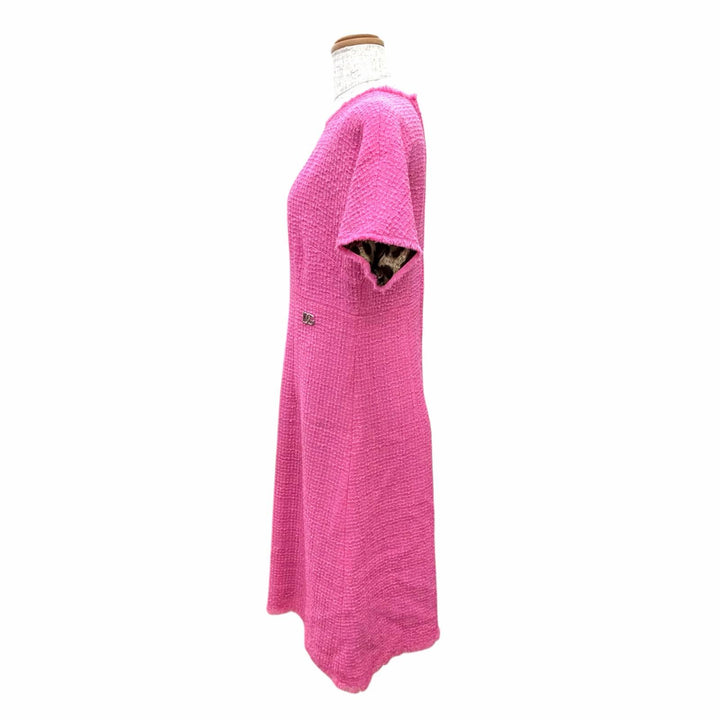 Excellent DOLCE&GABBANA one piece leopard print lining, short-sleeved pink 42
