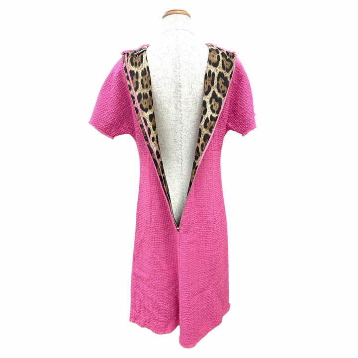 Excellent DOLCE&GABBANA one piece leopard print lining, short-sleeved pink 42