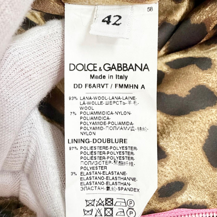 Excellent DOLCE&GABBANA one piece leopard print lining, short-sleeved pink 42