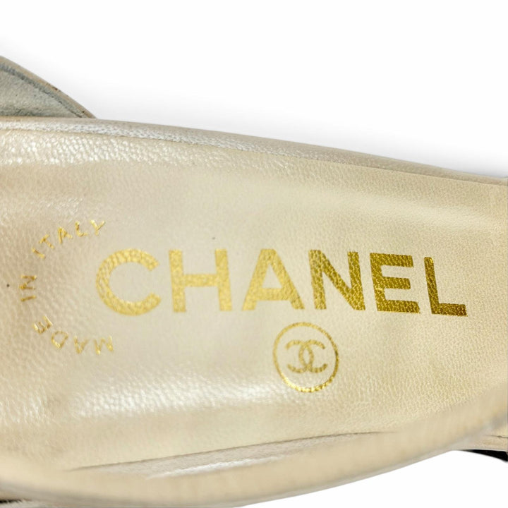 Great CHANEL Sandals COCO Mark Logo Eco Pearl Ankle Strap Open Toe Shoes 35.5