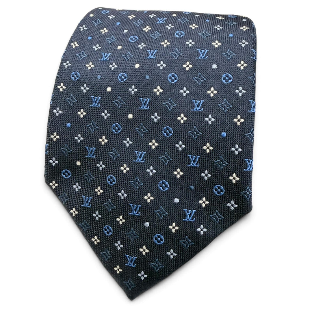 Excellent LOUIS VUITTON tie Monogram Gradient Dots 8cm Dark navy silk M76844