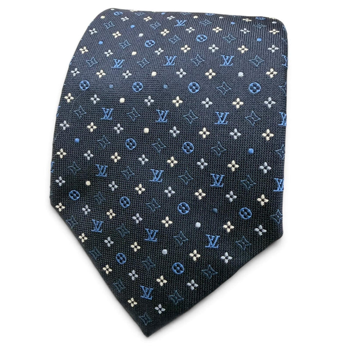 Excellent LOUIS VUITTON tie Monogram Gradient Dots 8cm Dark navy silk M76844
