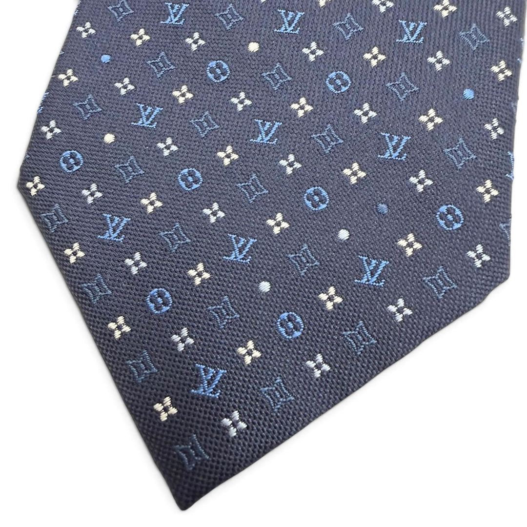 Excellent LOUIS VUITTON tie Monogram Gradient Dots 8cm Dark navy silk M76844