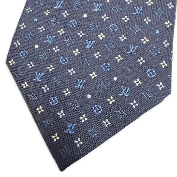 Excellent LOUIS VUITTON tie Monogram Gradient Dots 8cm Dark navy silk M76844