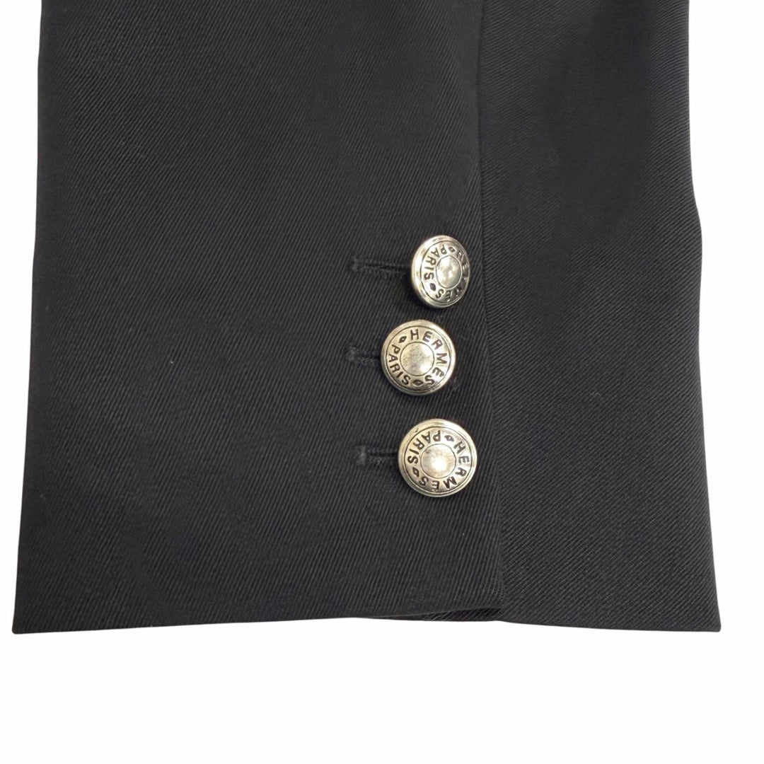 Excellent HERMES tailored jacket Serie buttoned velour collar riding jacket 38