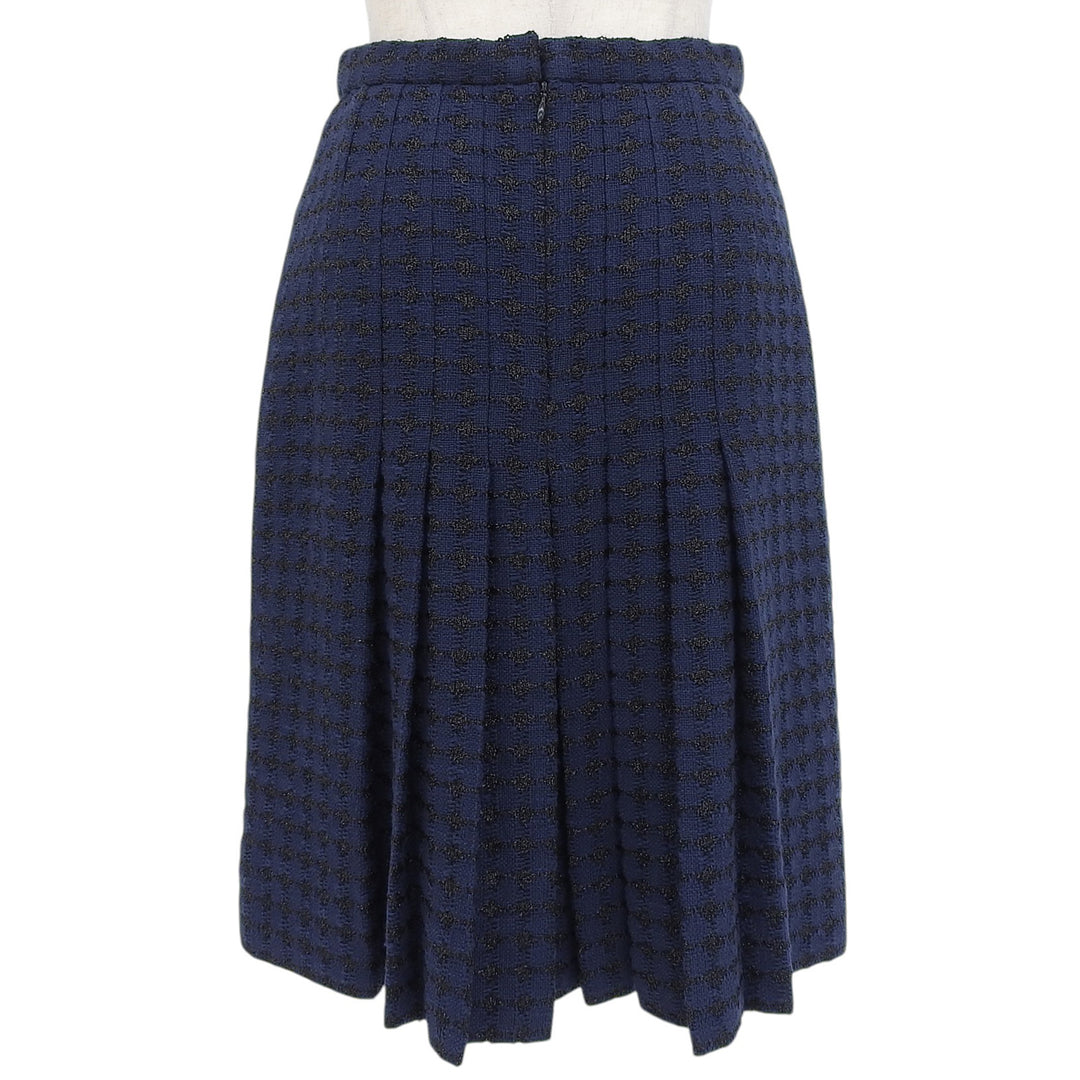 Excellent CHANEL skirt COCO Mark Tweed Navy cotton Women 38 P53380