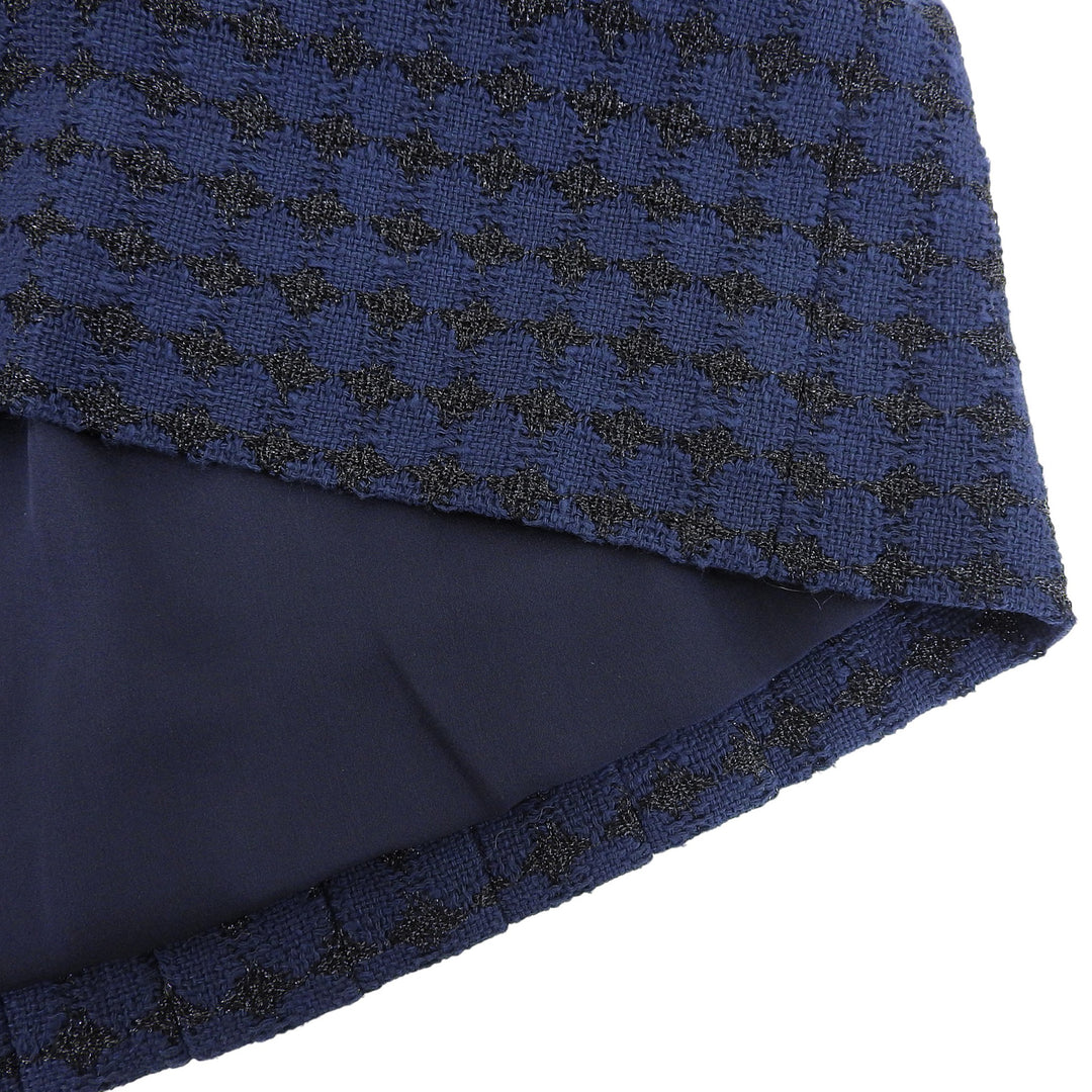 Excellent CHANEL skirt COCO Mark Tweed Navy cotton Women 38 P53380