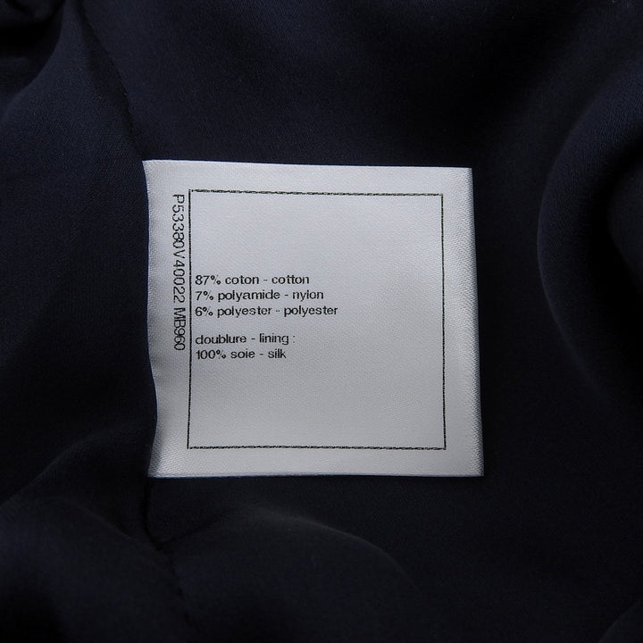 Excellent CHANEL skirt COCO Mark Tweed Navy cotton Women 38 P53380