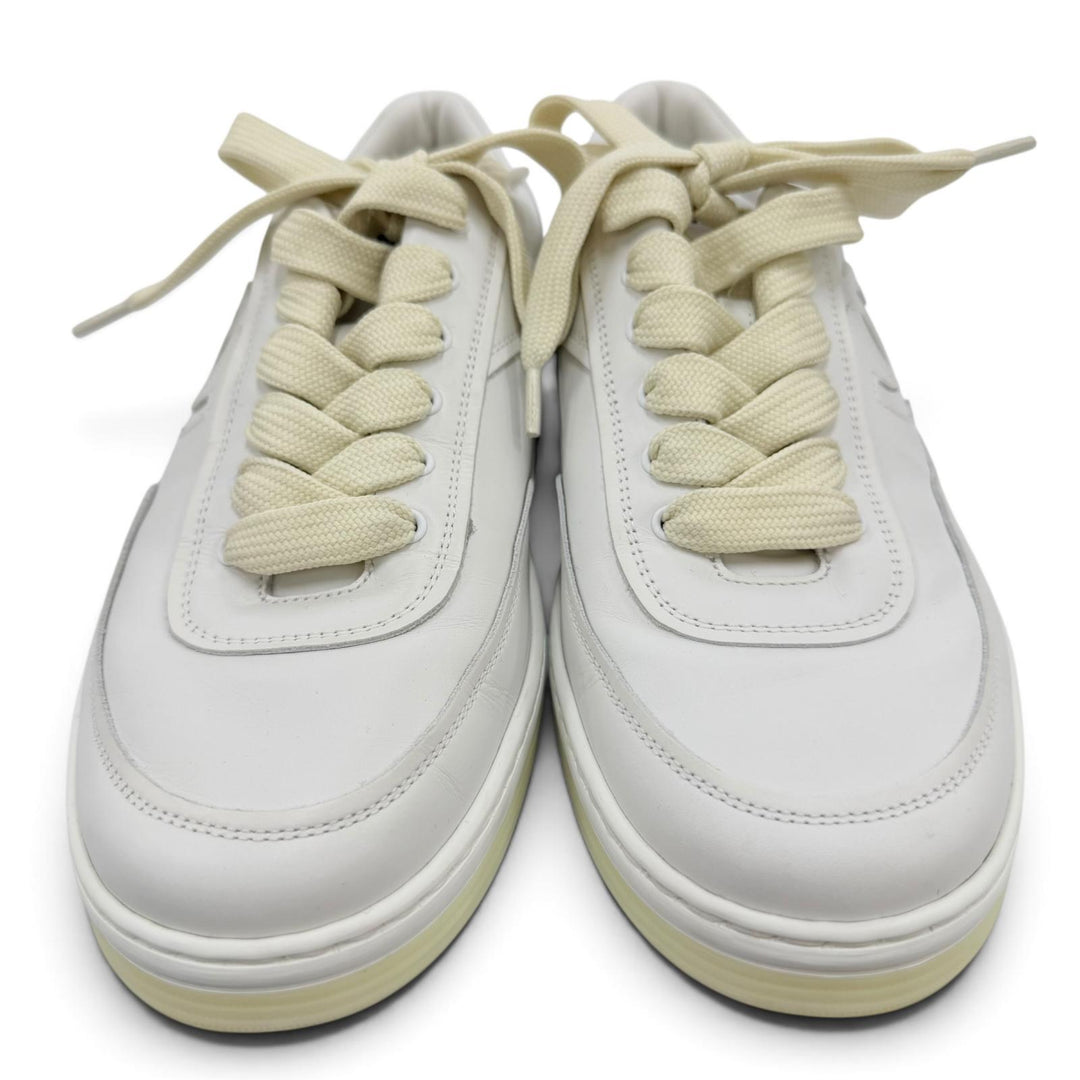 Excellent CHANEL Low cut sneakers COCO Mark leather white Women 38 G39978