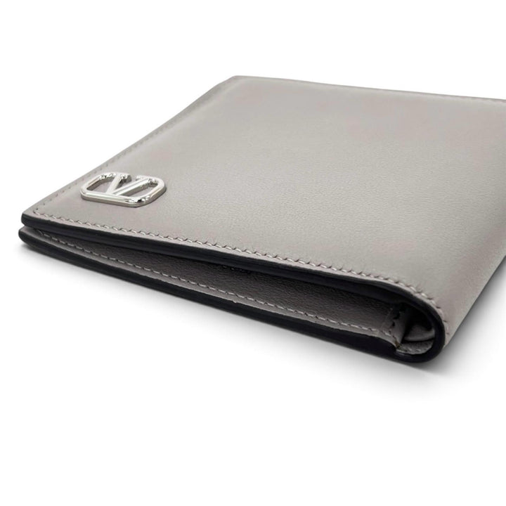 Pristine Valentino Garavani Bifold Wallet V logo gray leather mens 1Y2P0445LMV