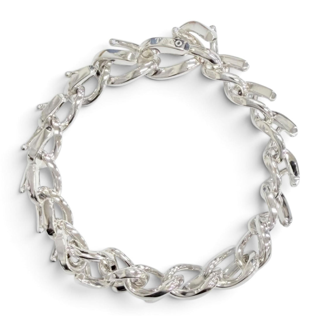 Excellent TIFFANY&Co. Forged Medium Link Bracelet High Polish Silver AG925