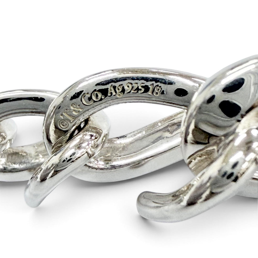 Excellent TIFFANY&Co. Forged Medium Link Bracelet High Polish Silver AG925