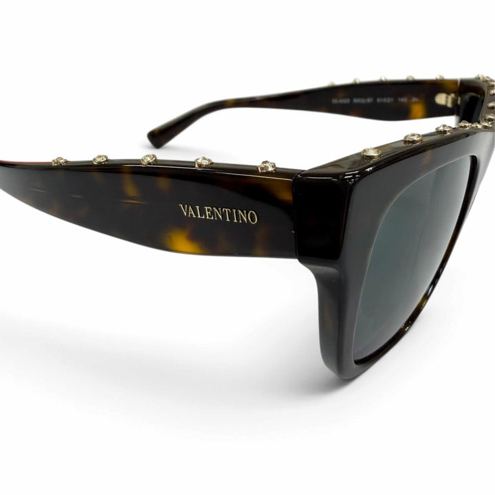Great VALENTINO sunglasses Rhinestone Rockstud Brown marble Women VA4023