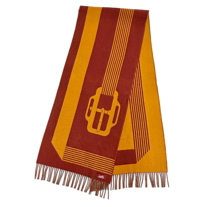 Pristine HERMES Scarf Sangle a Boucle fringe Orange brown cashmere Women