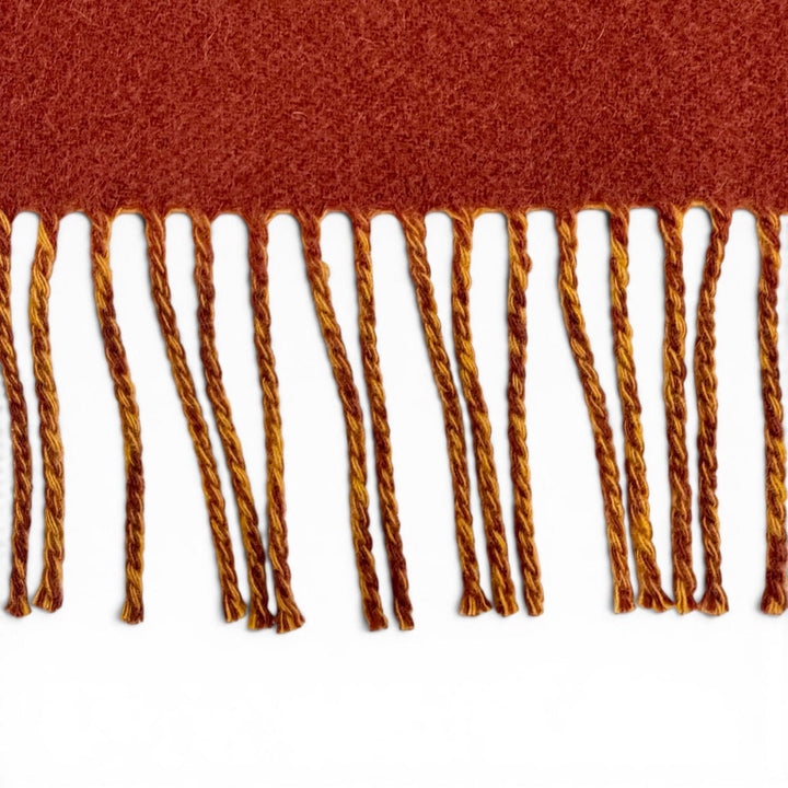 Pristine HERMES Scarf Sangle a Boucle fringe Orange brown cashmere Women