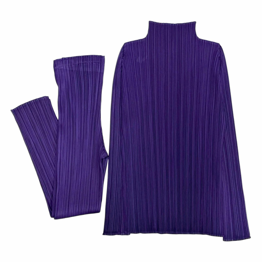 Great PLEATS PLEASE two-piece set High-neck top and pants PP83-JK184 PP83-JF183