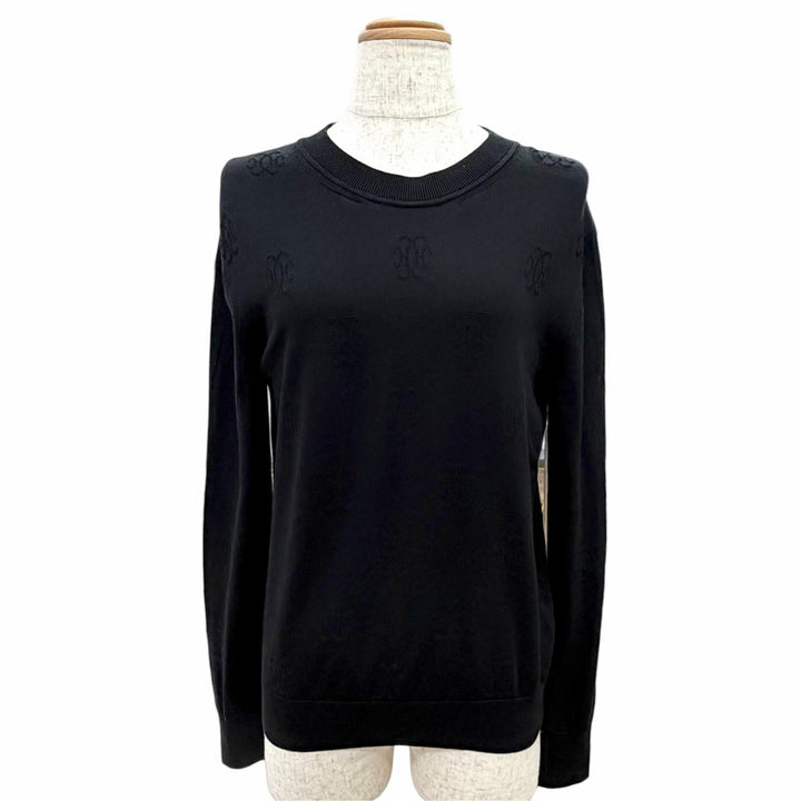 Great HERMES H-lift all-over print long-sleeve knit sweater black silk IT 36