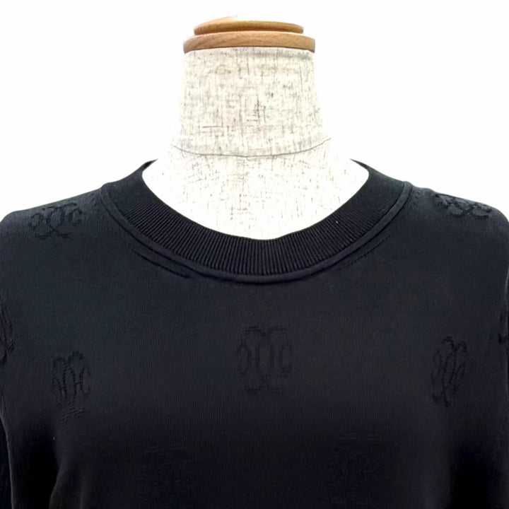 Great HERMES H-lift all-over print long-sleeve knit sweater black silk IT 36
