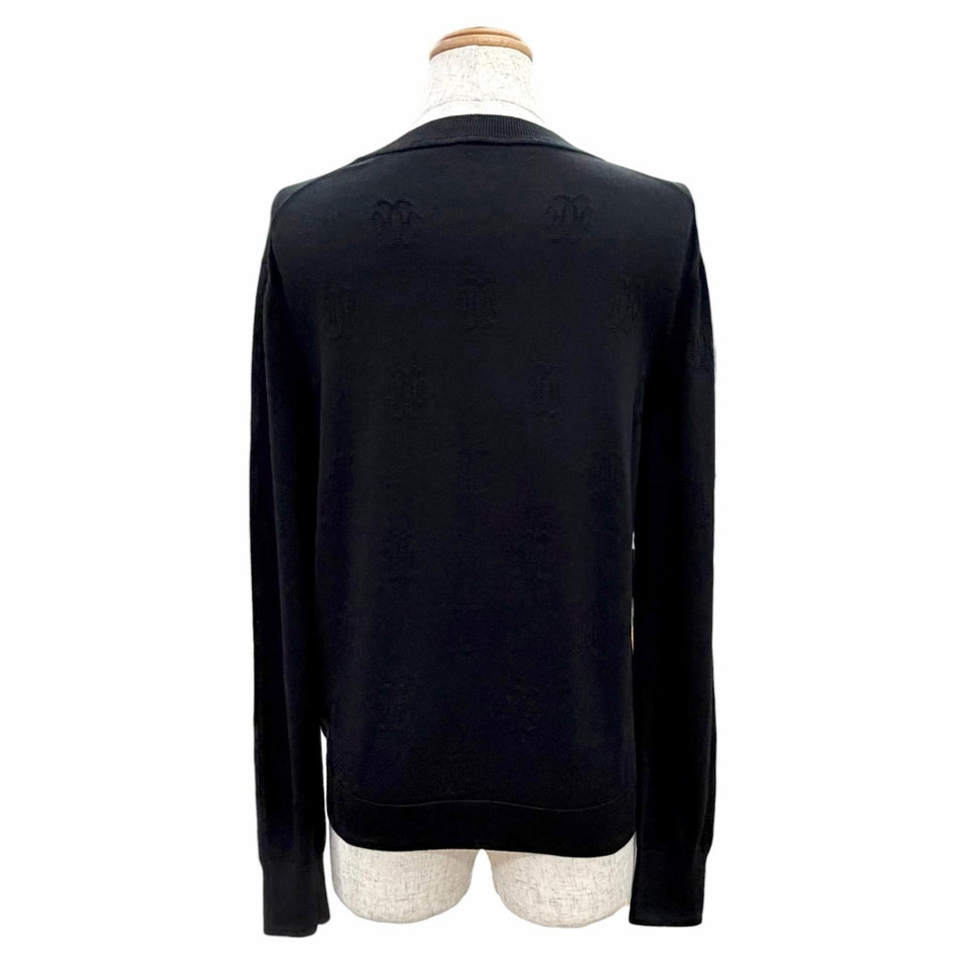Great HERMES H-lift all-over print long-sleeve knit sweater black silk IT 36