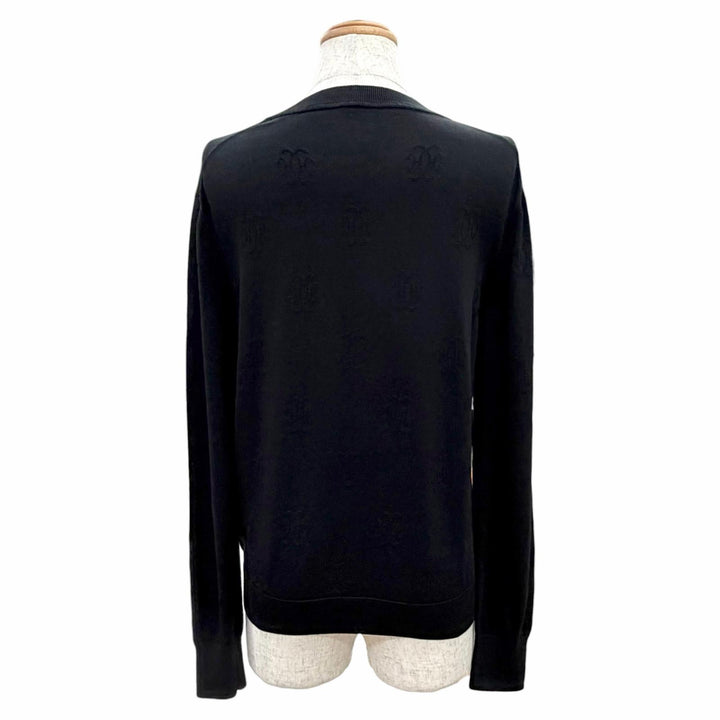 Great HERMES H-lift all-over print long-sleeve knit sweater black silk IT 36