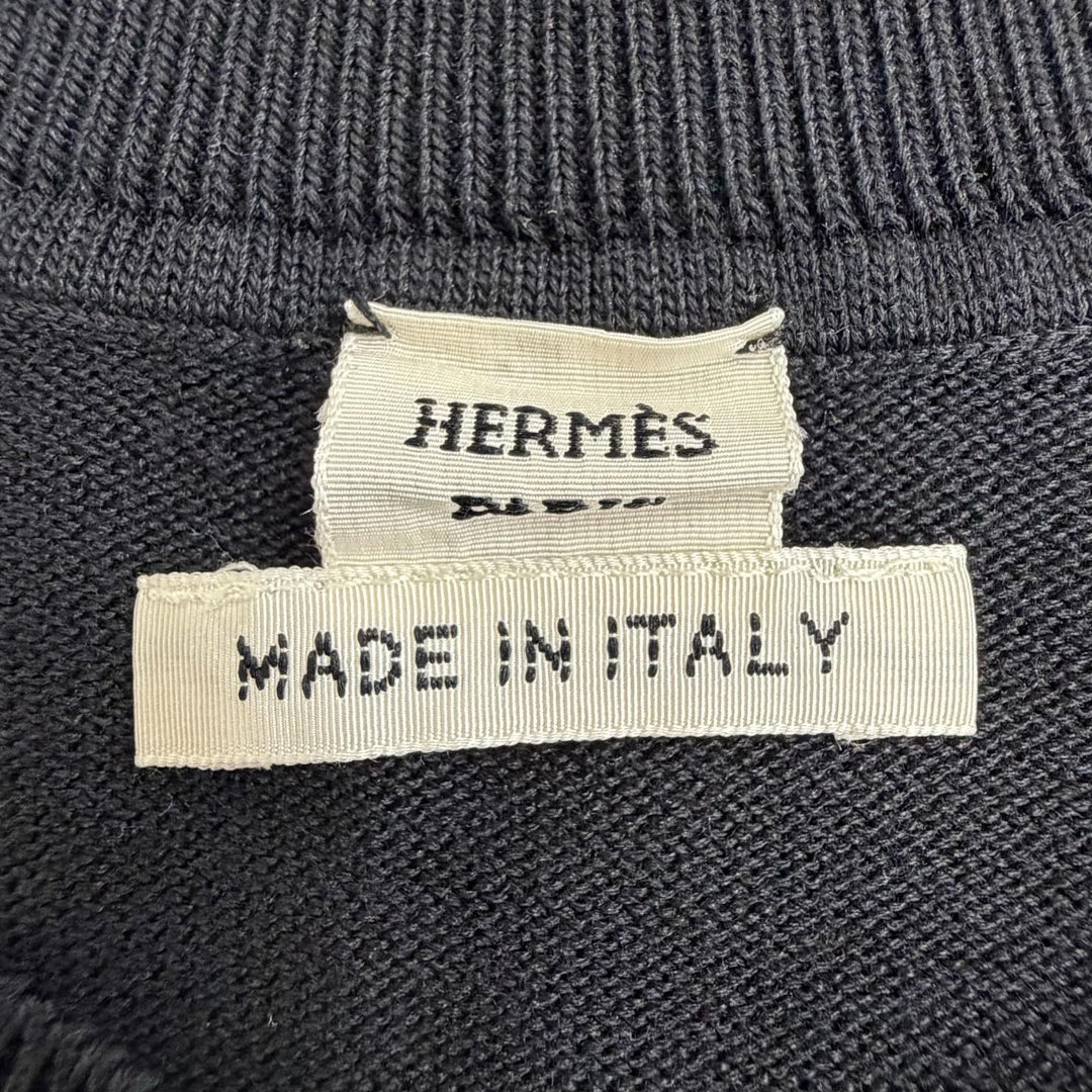 Great HERMES H-lift all-over print long-sleeve knit sweater black silk IT 36