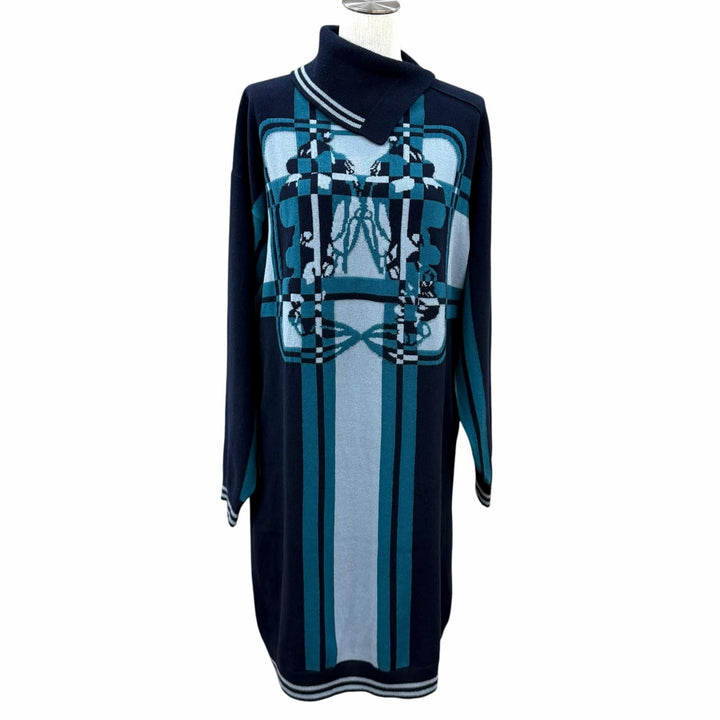 Great HERMES one piece BRIDES de GALA Tartan knit cashmere IT 36 3H2502DD