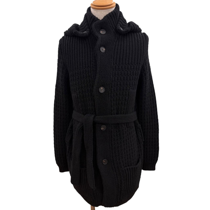 Pristine TAGLIATORE coat FERNIE Logo button long-sleeve stand collar black wool
