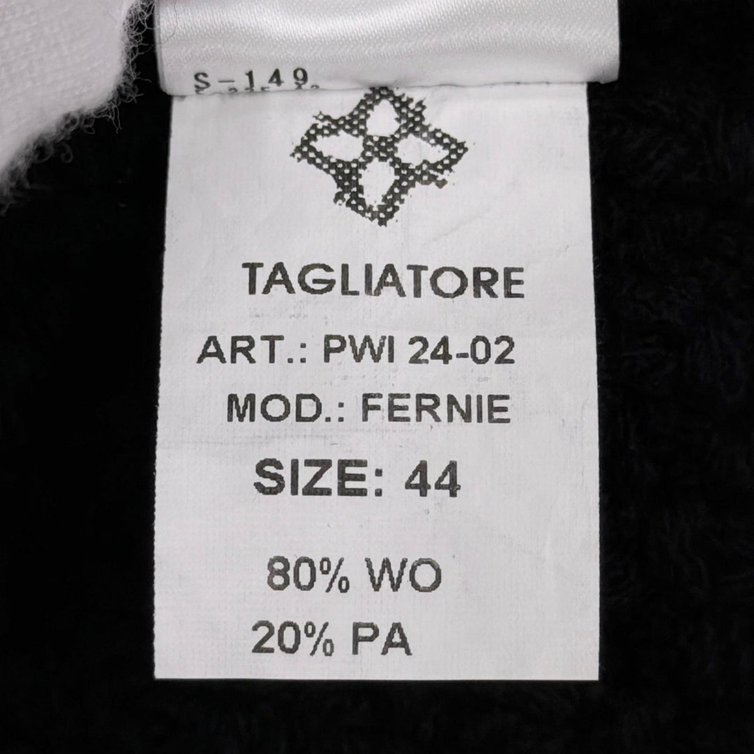 Pristine TAGLIATORE coat FERNIE Logo button long-sleeve stand collar black wool