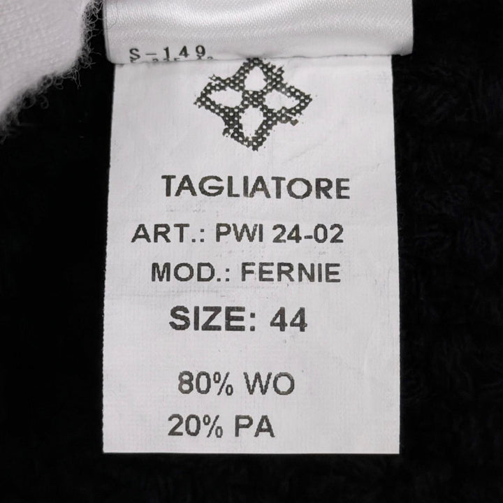 Pristine TAGLIATORE coat FERNIE Logo button long-sleeve stand collar black wool