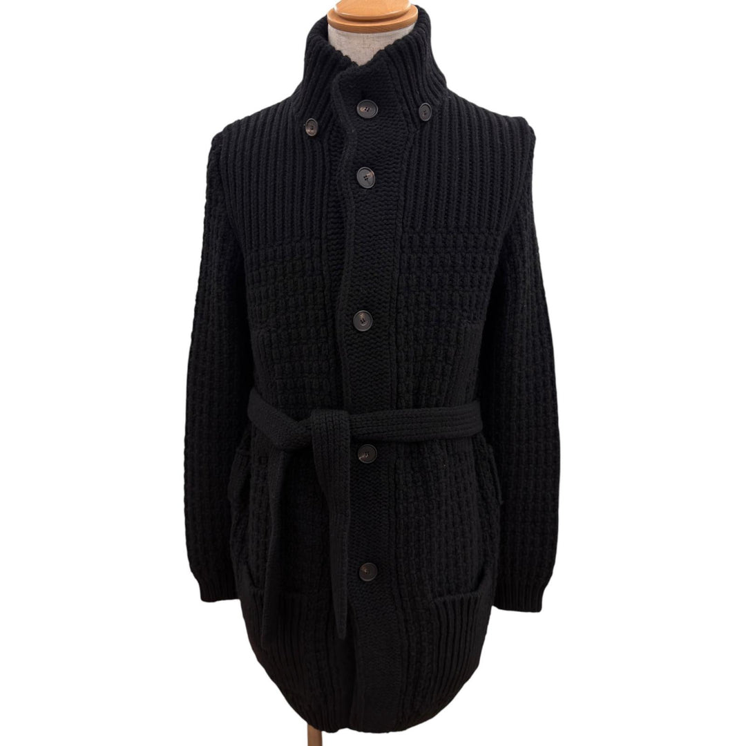 Pristine TAGLIATORE coat FERNIE Logo button long-sleeve stand collar black wool