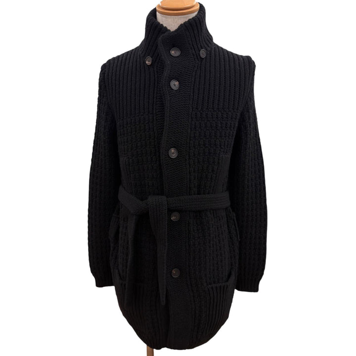Pristine TAGLIATORE coat FERNIE Logo button long-sleeve stand collar black wool